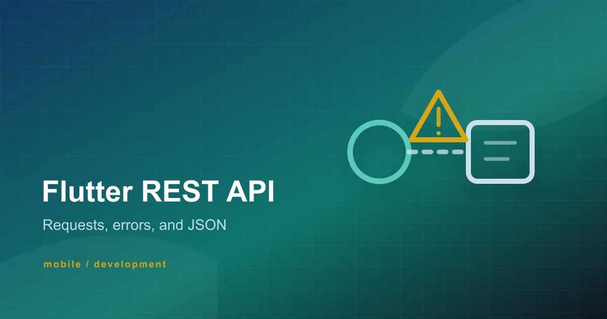Abstract Flutter REST API cover with connected endpoint lines and Topzee blue brand shapes.