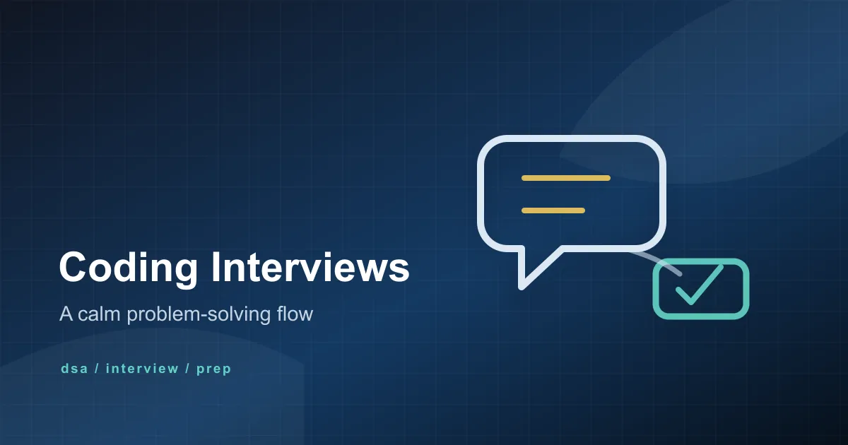 Abstract coding interview cover with calm structured steps and blue Topzee interface shapes.