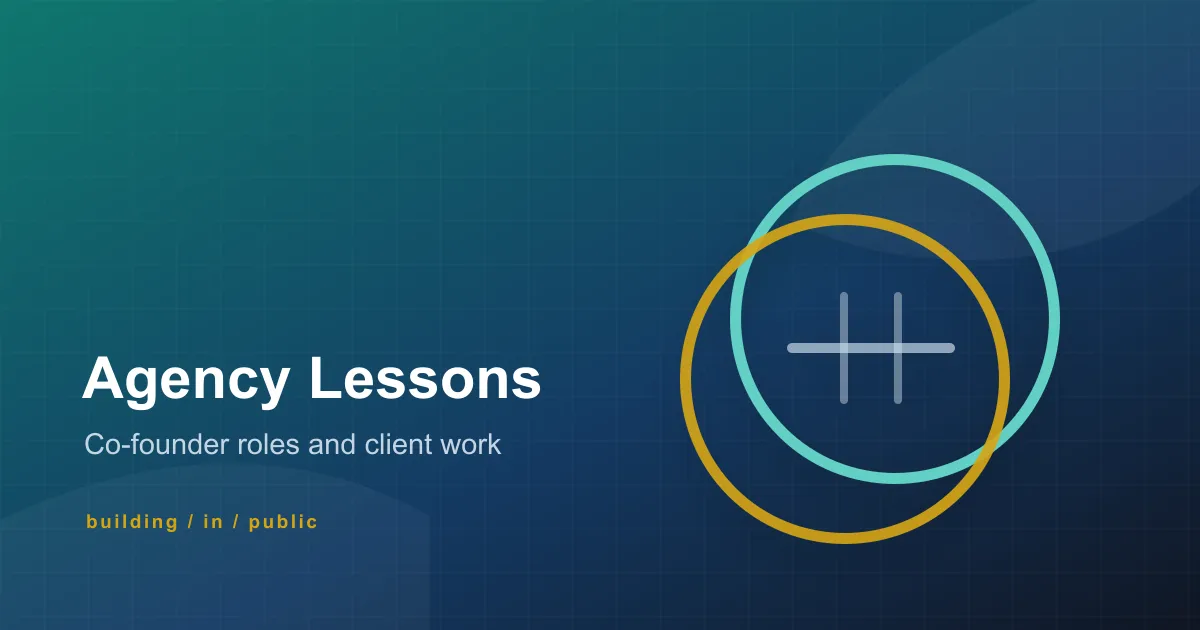 Abstract agency lessons cover with two founder lanes, project cards, and Topzee brand colors.