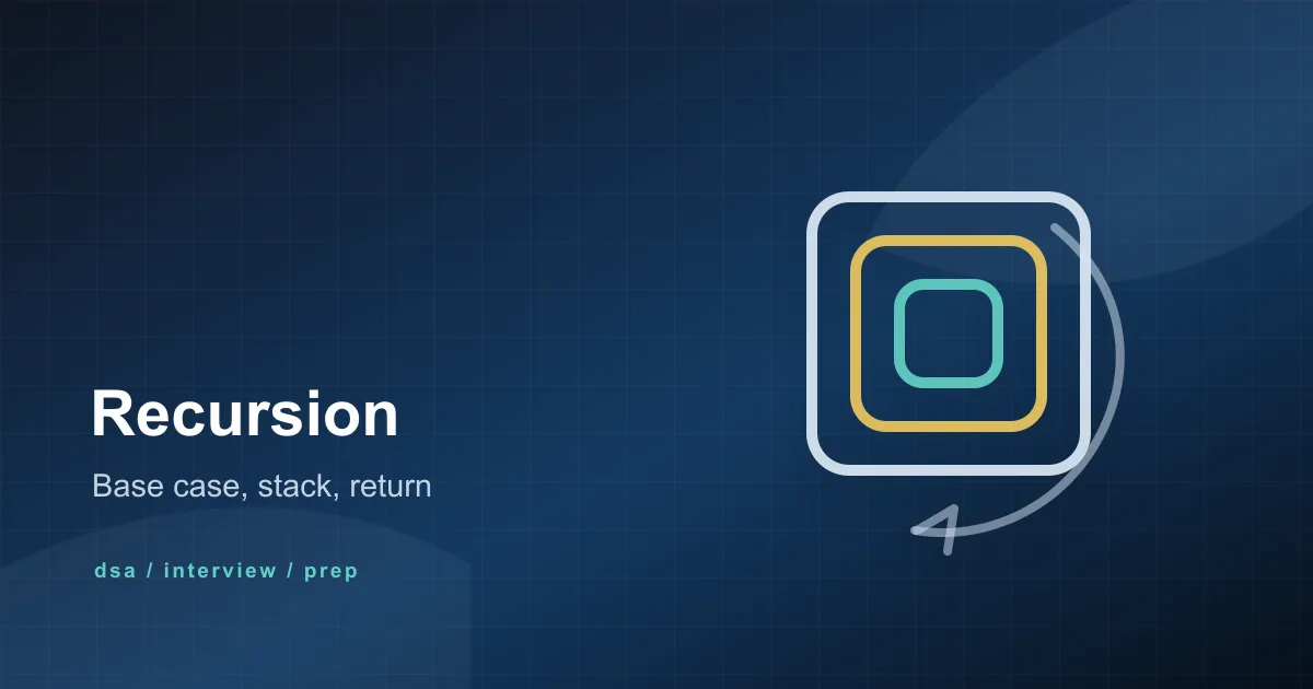 Abstract recursion cover showing nested frames and repeated shapes in Topzee interview prep colors.