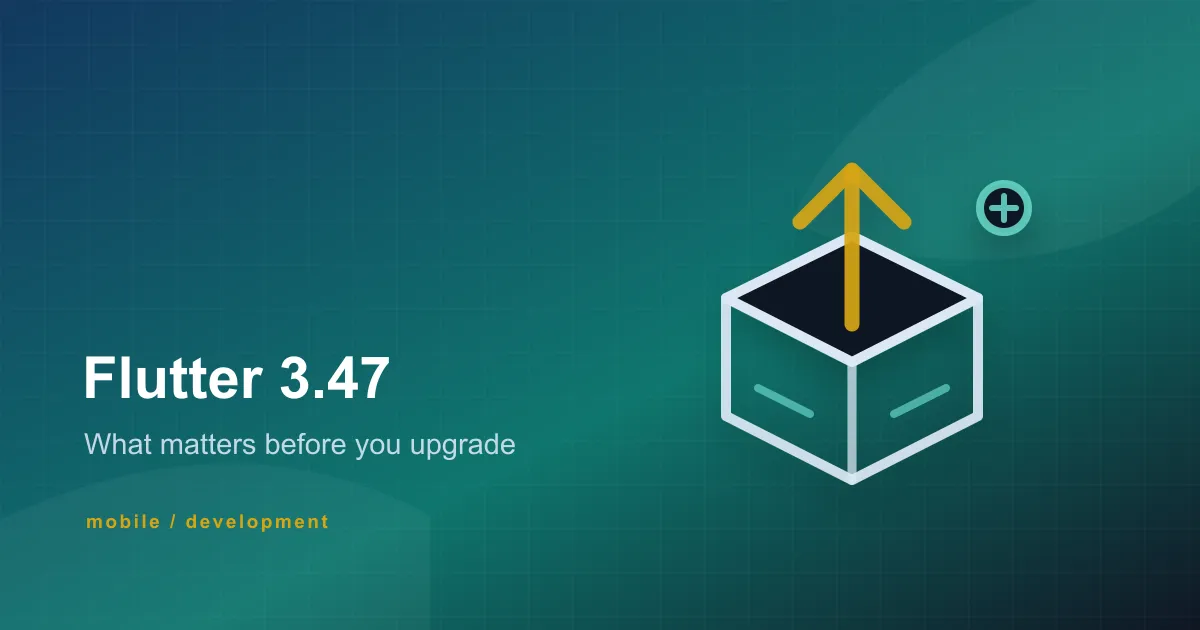 Line-art upgrade arrow rising from a package box on a blue and teal technical background.